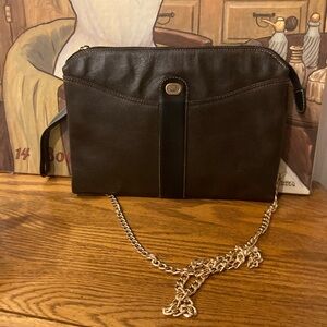 Alfred Dunhill Vintage Leather Clutch + Chain - Black and Gold